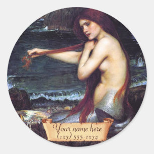 "The Mermaid" Pre-Raphaelite Bookplate Classic Round Sticker