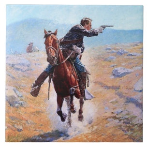 “The Messenger” Western Art by Charles Schreyvogel Tile