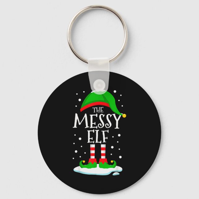 The Messy Elf Christmas Family Matching Xmas Group Keychain (Front)