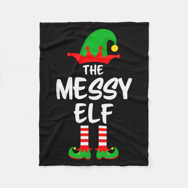 The Messy Elf Matching Family Christmas  Fleece Blanket (Front)