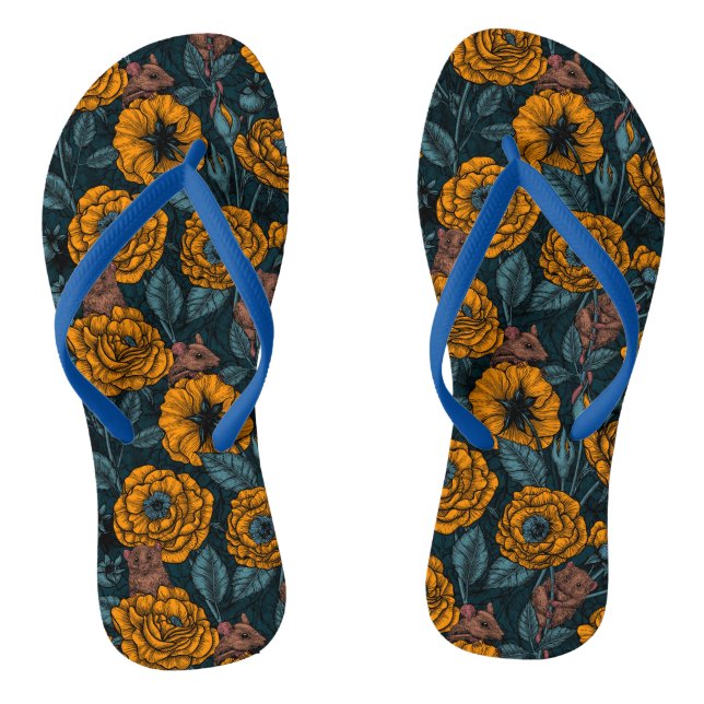 The mice party in orange and blue flip flops (Footbed)
