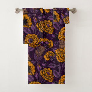 The mice party in orange and violet bath towel set
