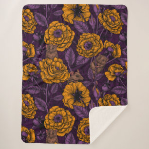 The mice party in orange and violet sherpa blanket