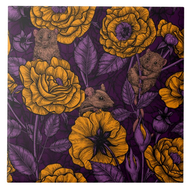 The mice party in orange and violet tile (Front)