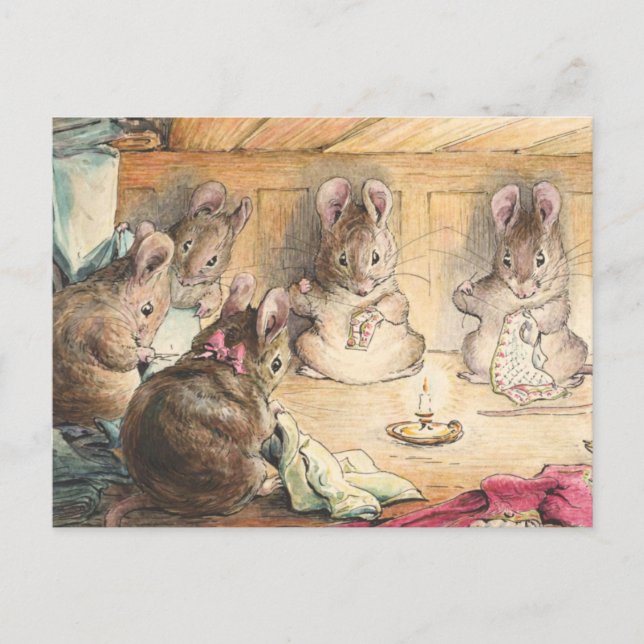 The Mice Sewing Coats By Beatrix Potter Postcard (Front)