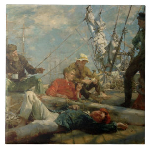 The Midday Rest (Sailors Yarning), 1906 (oil on ca Tile