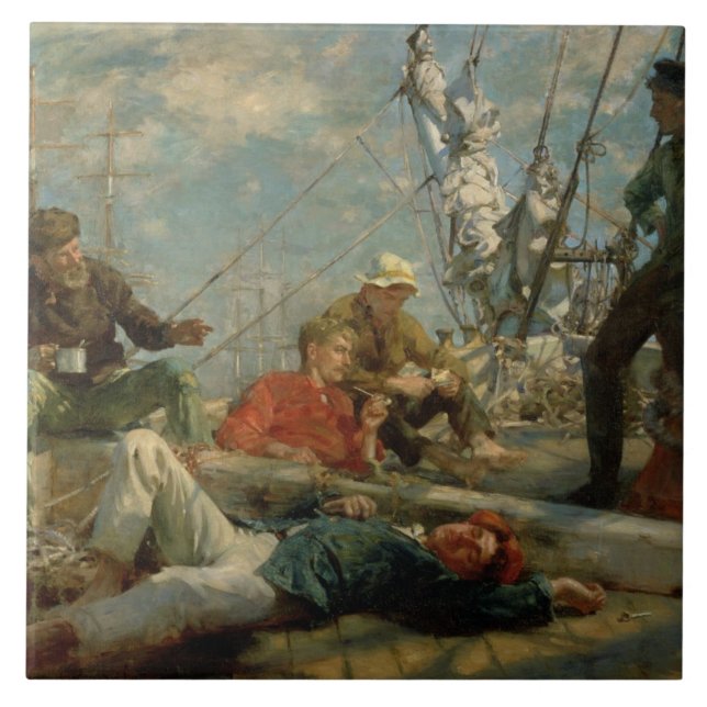 The Midday Rest (Sailors Yarning), 1906 (oil on ca Tile (Front)