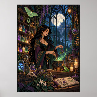 The Midnight Apothecary Witch Potion Fantasy Poster