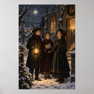 The Midnight Carolers Vintage Old World Christma Poster