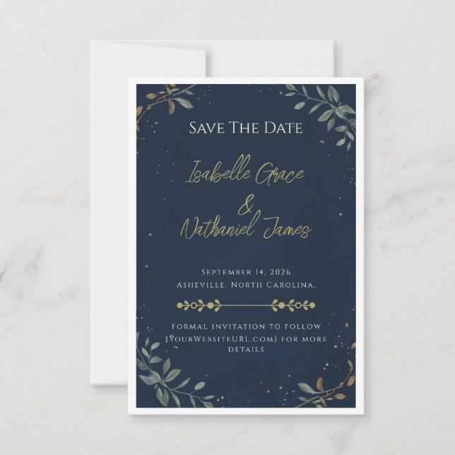 The Midnight Gala Luxury Navy Save The Date (Front)