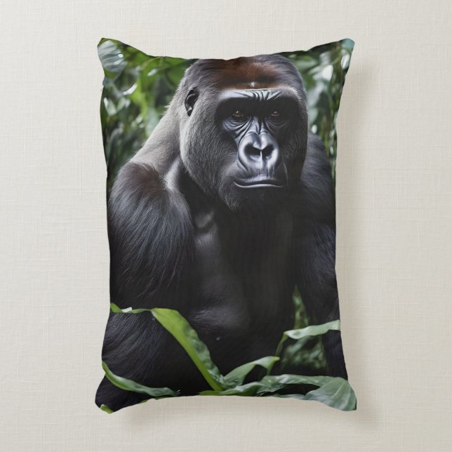 The Midnight Gorilla King: Monarch of the Forest Accent Pillow (Front(Vertical))