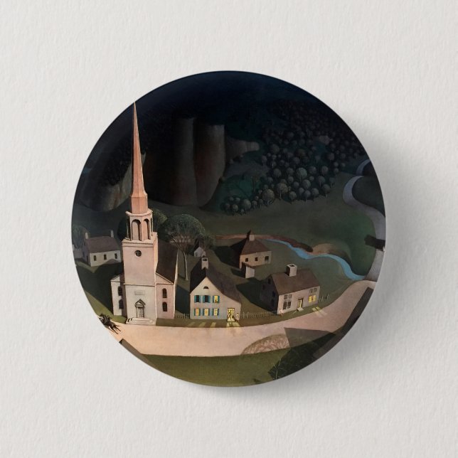 The Midnight Ride of Paul Revere by Grant Wood 2 Inch Round Button (Front)