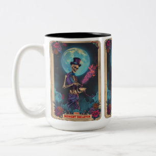 The Midnight Skeleton Tarot Card Two-Tone Coffee Mug