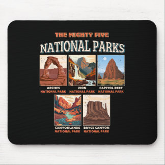 The Mighty Five National Parks Outdoor Hiking Camp Mouse Pad