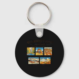The mighty five utah national parks retro souvenir keychain
