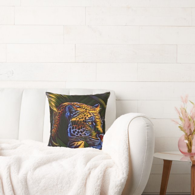 The Mighty Jaguar A Jungle Predator Throw Pillow (Couch)