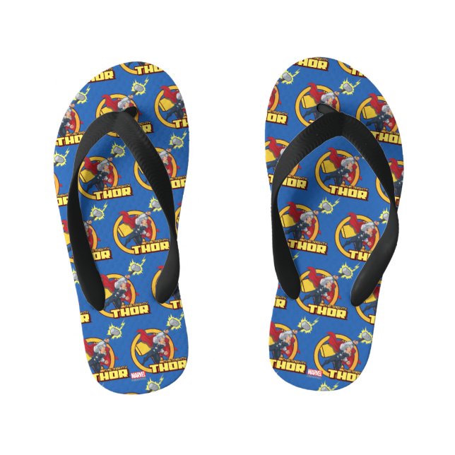 The Mighty Thor Character Graphic Kid's Flip Flops (Footbed)