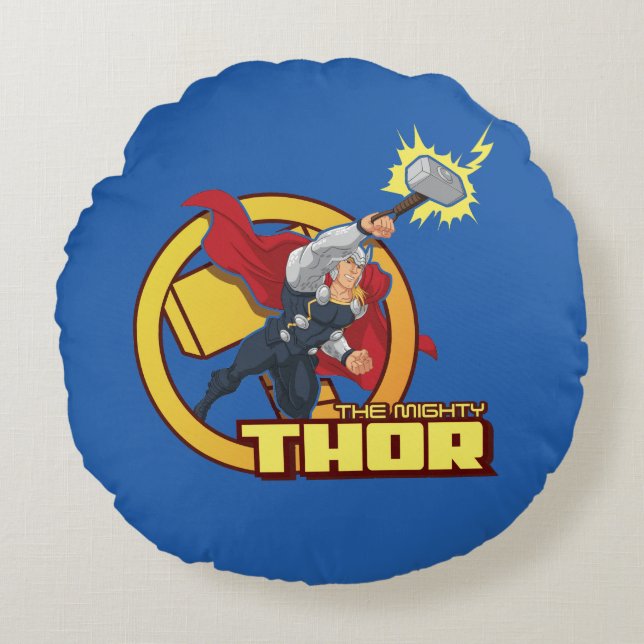 The Mighty Thor Character Graphic Round Pillow (Front)