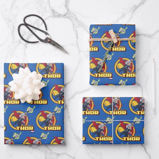 The Mighty Thor Character Graphic Wrapping Paper Sheet (Front)