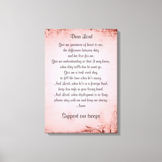 The military wife's prayer canvas print (Front)