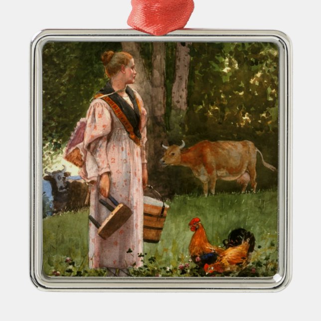 The Milk Maid (Dairy Farm) Metal Ornament (Front)