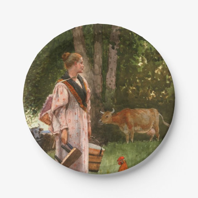 The Milk Maid (Rural Farm Animals) Paper Plate (Front)