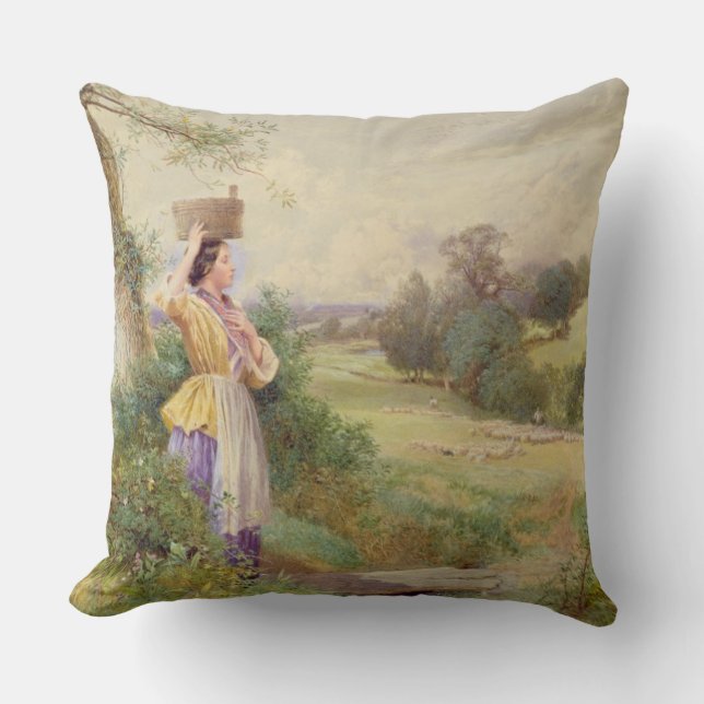 The Milkmaid, 1860 Throw Pillow (Front)