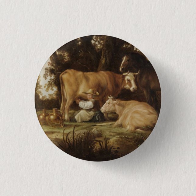 The Milkmaid Aelbert Cuyp    1 Inch Round Button (Front)
