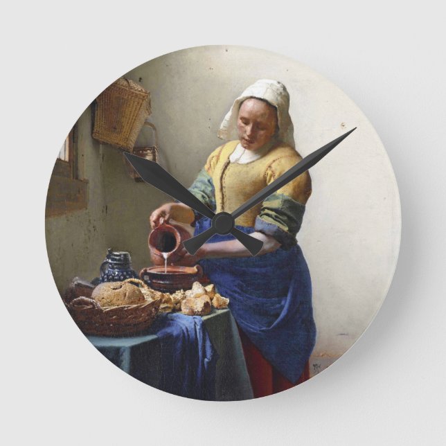The Milkmaid, c.1658-60 (oil on canvas) Round Clock (Front)