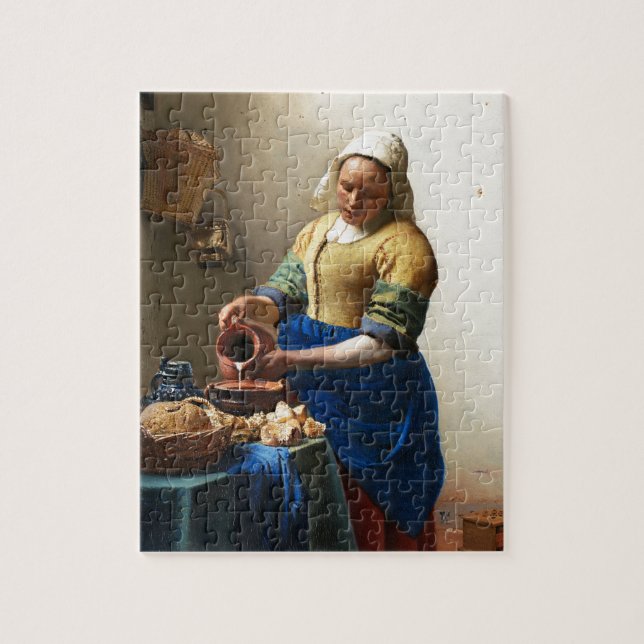 The Milkmaid, Custom gifts. Painting by Vermeer Jigsaw Puzzle (Vertical)