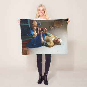 The Milkmaid, Johannes Vermeer, 1657-1658 Fleece Blanket