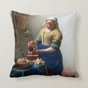 The Milkmaid, Johannes Vermeer, 1657-1658 Throw Pillow