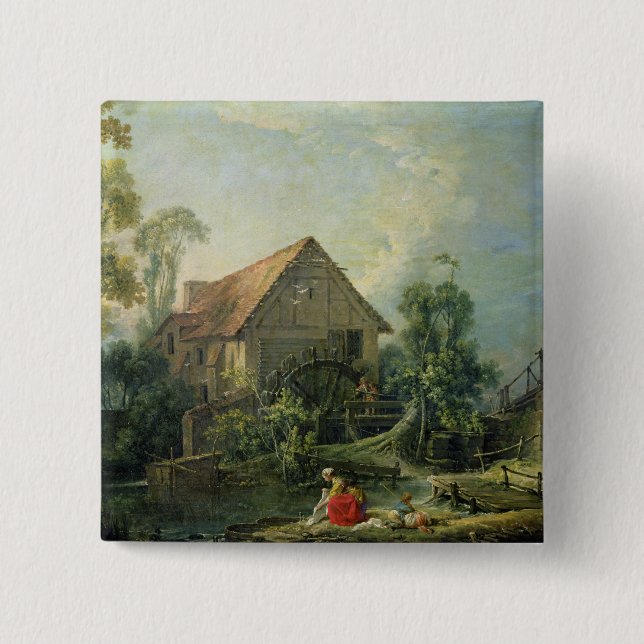 The Mill, 1751 2 Inch Square Button (Front)