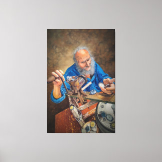 The Mill of Time: Symbolic Oil Painting of Old Man Canvas Print