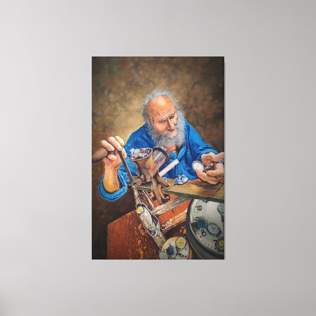 The Mill of Time: Symbolic Oil Painting of Old Man Canvas Print (Front)