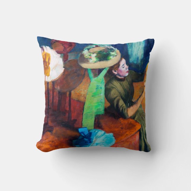 The Millinery Shop, Edgar Degas Throw Pillow (Front)
