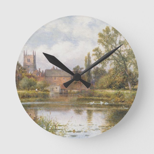 The Millpond, 1901 (oil on canvas) Round Clock (Front)