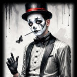 The Mime,  Poster<br><div class="desc">The Mime,  Pen and ink image and illustration combination. AI assisted and adobe finished,  red,  black and white modern art style,  high contrast artwork. Poster,  print on demand gifts of all kinds. Pierrot,  lovesick clown,  art deco. This design can be easily personalized with a phrase,  lyric or message.</div>