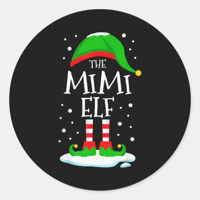 The Mimi Elf Christmas Family Matching Xmas Grandm Classic Round Sticker (Front)