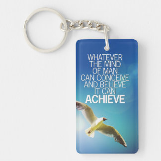 The Mind Can Achieve Seagull Motivational Quote Keychain