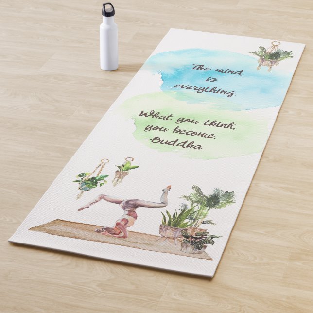 The Mind Is Everything Watercolor Yoga Mat (In Situ)