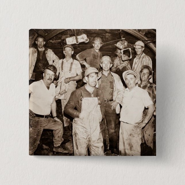 The miners 2 inch square button (Front)