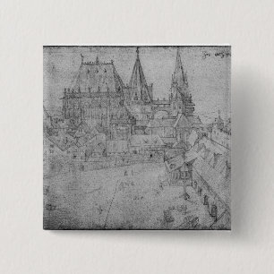 The Minster at Aachen, 1520 2 Inch Square Button