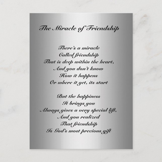 The Miracle of Friendship poem Postcard (Front)