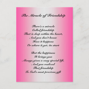 The Miracle of Friendship poem Postcard