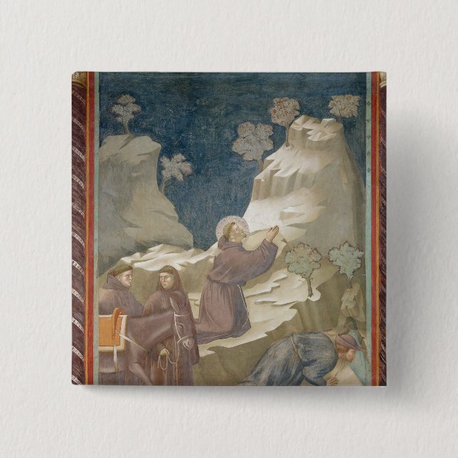 The Miracle of the Spring, 1297-99 2 Inch Square Button (Front)