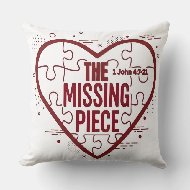 The Missing Piece – Faith Heart Design Throw Pillow (Front)