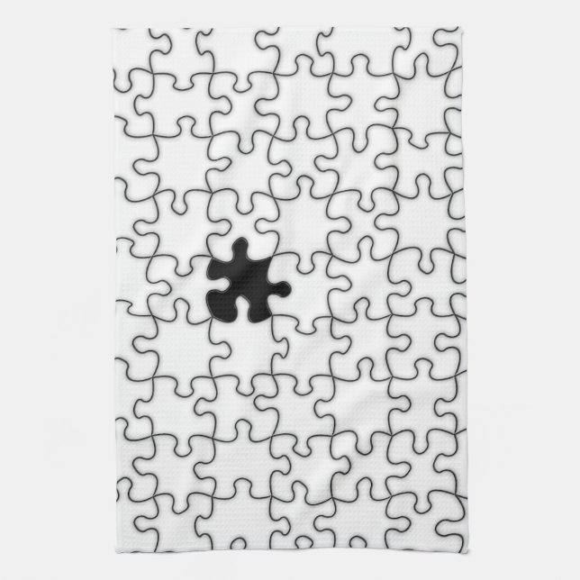 The Missing Puzzle Piece Pattern Kitchen Towel (Vertical)