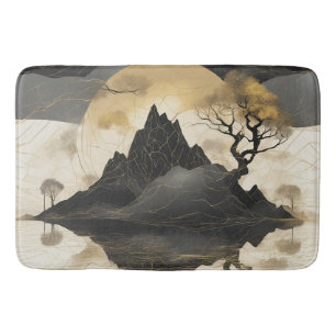 The Misty Mountain Black & Gold Bath Mat
