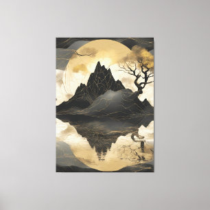 The Misty Mountain Black & Gold Canvas Print